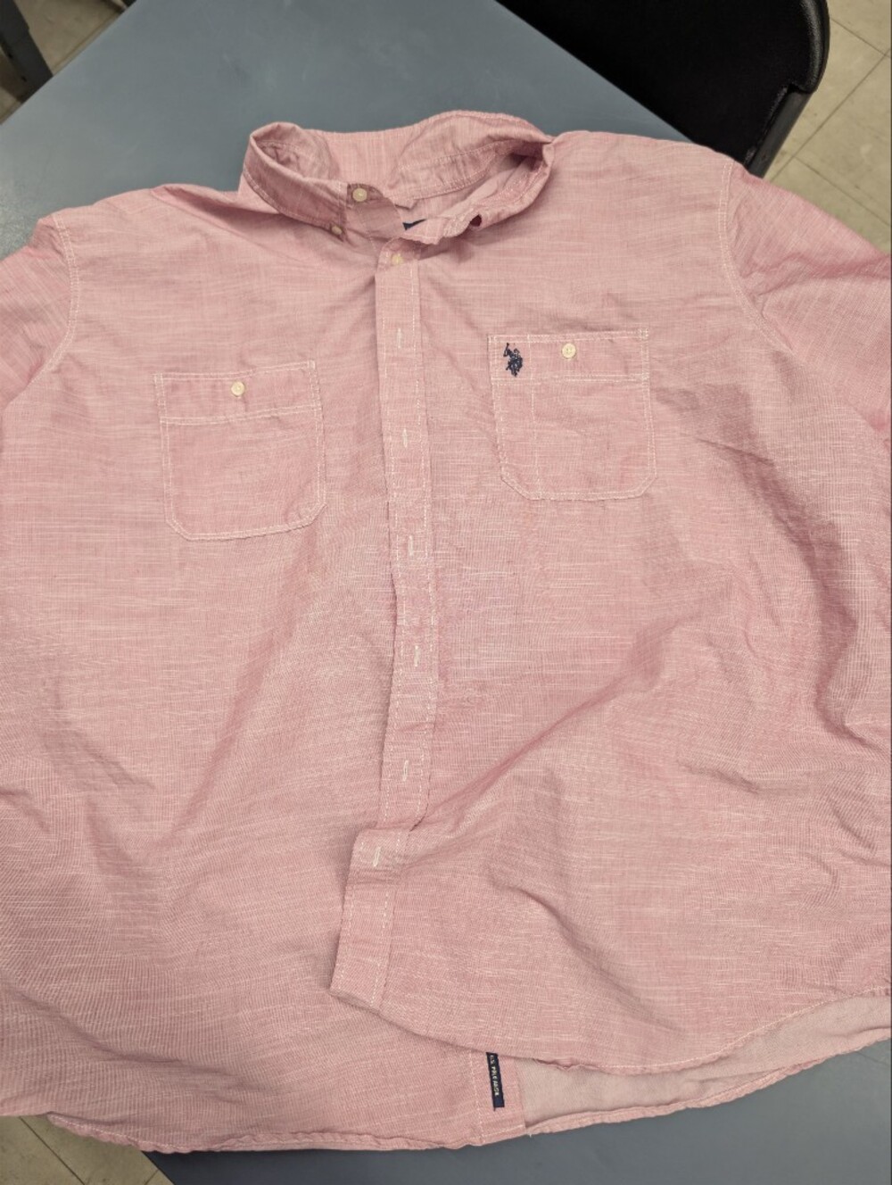 U.S. Polo Assn. Men’s 3XL Pink Button Down Shirt Short Sleeve Cotton Blend
